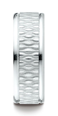 Benchmark-14K-White-Gold-8mm-Comfort-Fit-Round-Edge-Patterned-Design-Wedding-Band-Ring--Size-4.5--RECF7870014KW04.5