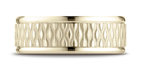 Benchmark-14K-Yellow-Gold-8mm-Comfort-Fit-Round-Edge-Patterned-Design-Wedding-Band-Ring--Size-4.25--RECF7870014KY04.25