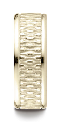 Benchmark-14K-Yellow-Gold-8mm-Comfort-Fit-Round-Edge-Patterned-Design-Wedding-Band-Ring--Size-4.5--RECF7870014KY04.5