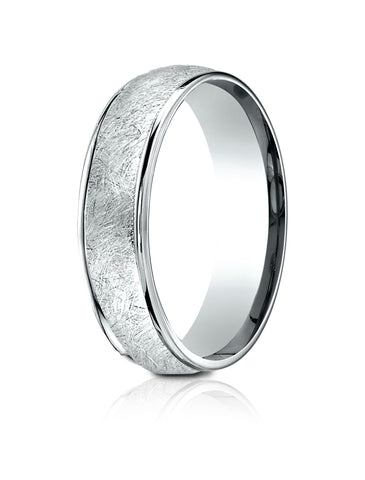 Benchmark Palladium 6.5mm Comfort-Fit Round Edge Swirl Finish Design Band, (Size 4-14)