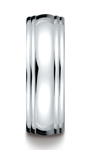 Benchmark-14K-White-Gold-7.5mm-Comfort-Fit-High-Polished-Double-Round-Edge-Carved-Design-Band--Size-4.5--RECF8750114KW04.5