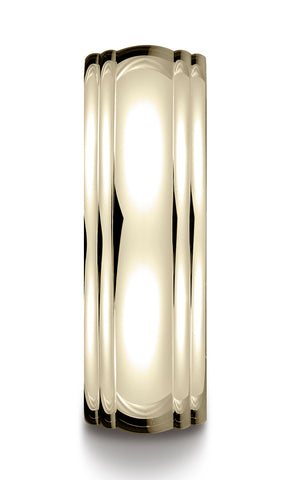 Benchmark-18K-Yellow-Gold-7.5mm-Comfort-Fit-High-Polished-Double-Round-Edge-Carved-Design-Band--Size-4.5--RECF8750118KY04.5