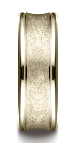 Benchmark-18K-Yellow-Gold-7.5mm-Comfort-Fit-Swirled-Finish-Center-Round-Edge-Design-Wedding-Band-Sz-4.5--RECF8750618KY04.5