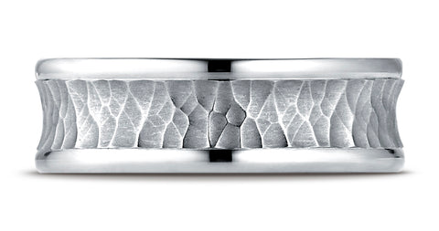 Benchmark-Palladium-7.5mm-Comfort-Fit-Hammered-Finish-Concave-Center-Design-Wedding-Band-Ring--Size-4.25--RECF87508PD04.25