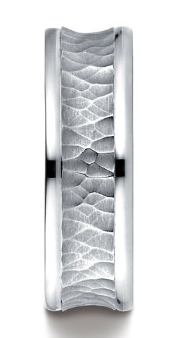 Benchmark-Palladium-7.5mm-Comfort-Fit-Hammered-Finish-Concave-Center-Design-Wedding-Band-Ring--Size-4.5--RECF87508PD04.5