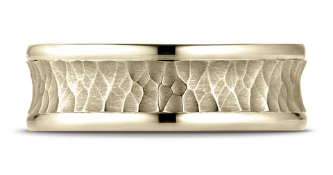 Benchmark-14K-Yellow-Gold-7.5mm-Comfort-Fit-Hammered-Finish-Concave-Center-Design-Wedding-Band--Size-4.25--RECF8750814KY04.25