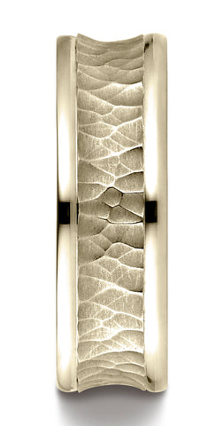 Benchmark-18K-Yellow-Gold-7.5mm-Comfort-Fit-Hammered-Finish-Concave-Center-Design-Wedding-Band--Size-4.5--RECF8750818KY04.5