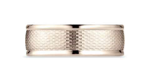 Benchmark-14K-Rose-Gold-7.5mm-Comfort-Fit-Round-Edge-Mesh-Center-Design-Band--Size-4.25--RECF8754714KR04.25