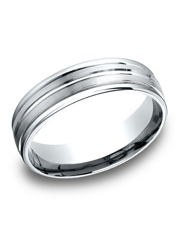Benchmark-14k-White-Gold-6.5mm-Comfort-Fit-Satin-Finished-and-Round-Edge-Carved-Design-Band--Size-4.25--RELCF56518014KW04.25