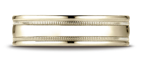 Benchmark-14k-Yellow-Gold-6.5mm-Comfort-Fit--Polished-w/-Milgrain-Round-Edge-Carved-Dsgn-Band--Size-4.5--RELCF7650114KY04.5