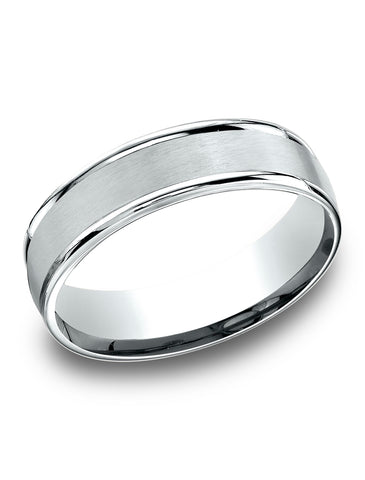 Benchmark-14k-White-Gold-6.5mm-Comfort-Fit-Satin-Finish--Polished-Round-Edge-Carved-Design-Band--Size-4.25--RELCF76502S14KW04.25