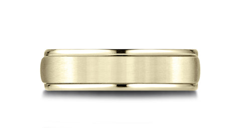 Benchmark-14k-Yellow-Gold-6.5mm-Comfort-Fit-Satin-Finish--Polished-Round-Edge-Carved-Dsgn-Band--Sz-4.5--RELCF76502S14KY04.5