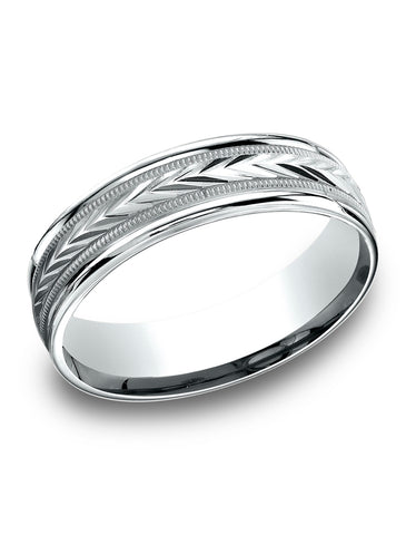 Benchmark-14k-White-Gold-6.5mm-Comfort-Fit-Harvest-of-Love-Round-Edge-Carved-Design-Band--Size-4.25--RELCF7650314KW04.25
