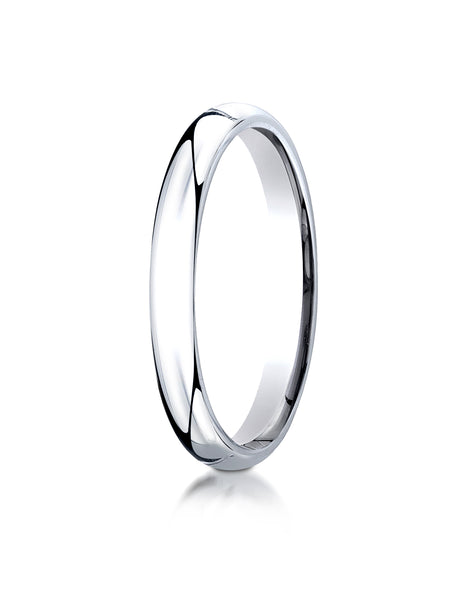 Benchmark Platinum 3mm Slightly Domed Super Light Comfort-Fit Wedding Band Ring (Sizes 4 - 15 )
