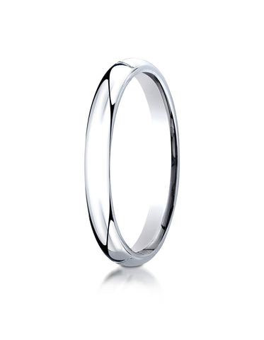Benchmark 14K White Gold 3mm Slightly Domed Super Light Comfort-Fit Wedding Band Ring (Sizes 4 - 15 )