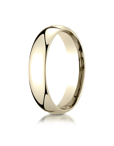 Benchmark 14K Yellow Gold 5mm Slightly Domed Super Light Comfort-Fit Wedding Band Ring (Sizes 4 - 15 )