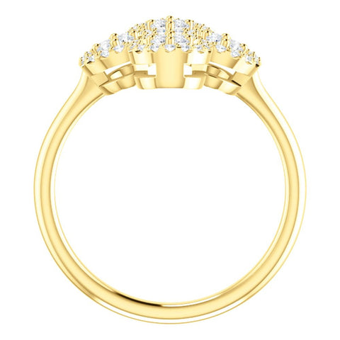 14k Yellow Gold 1/2 CTW Diamond Clover Ring, Size 7
