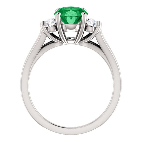 14k White Gold Chatham® Created Emerald & 1/4 CTW Diamond Ring, Size 7