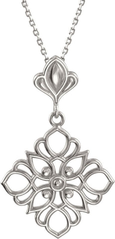 Sterling Silver Decorative Dangle 18" Necklace
