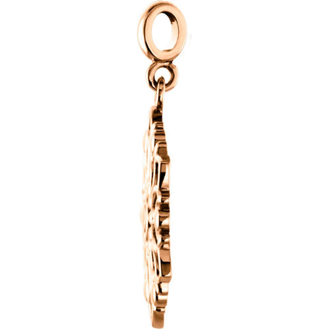 14k Rose Gold Decorative Dangle Pendant