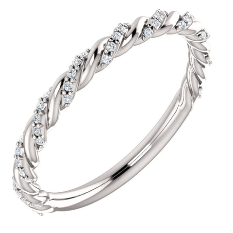 14k White Gold 1/8 ctw. Diamond Twisted Rope Band, Size 7