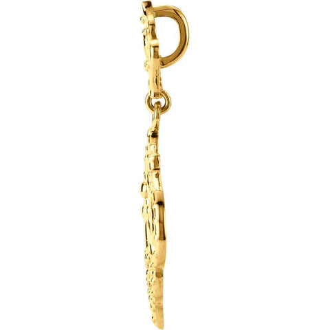 14k Yellow Gold Decorative Dangle Pendant
