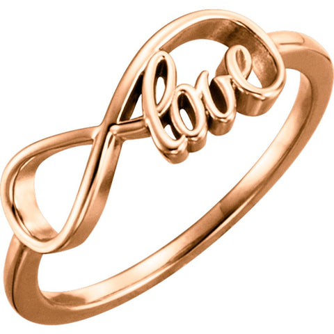 14k Rose Gold Love Infinity-Inspired Ring, Size 7