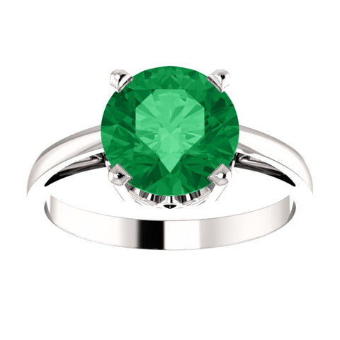 14k White Gold Chatham® Created Emerald Ring, Size 7