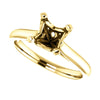 14k Yellow Gold 6.5mm Square Engagement Ring Mounting, Size 7