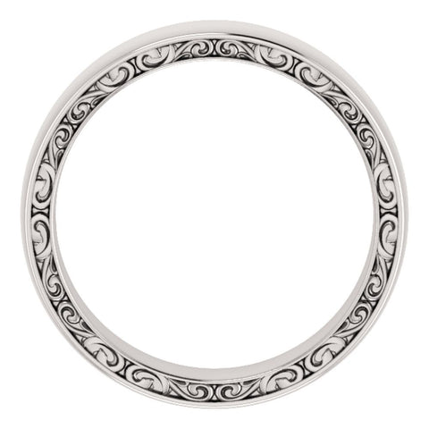 14k White Gold 6mm Sculptural-Inspired Relief Pattern Band Size 11