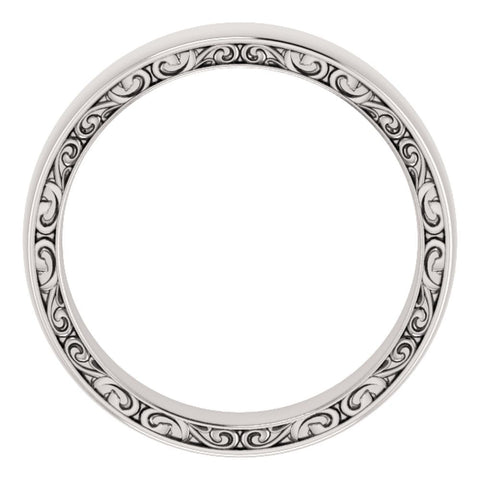 14k White Gold 6mm Sculptural-Inspired Relief Pattern Band Size 11