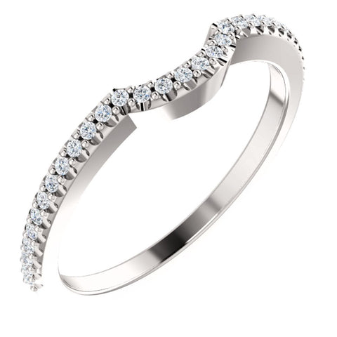 14k White Gold 1/8 CTW Diamond Contour Band, Size 7