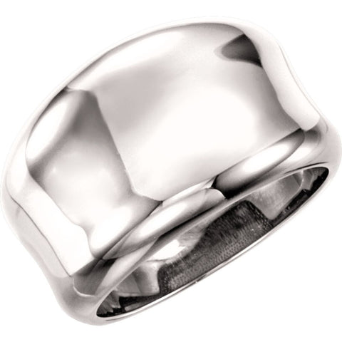 14k White Gold Concave Ring, Size 7