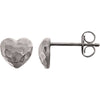 14K White Gold Hammered Heart Earrings