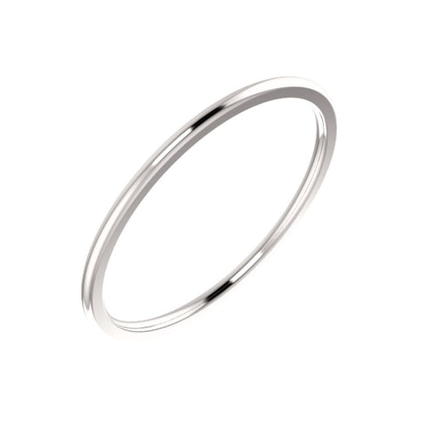 14k White Gold 1mm Comfort Fit Band, Size 8