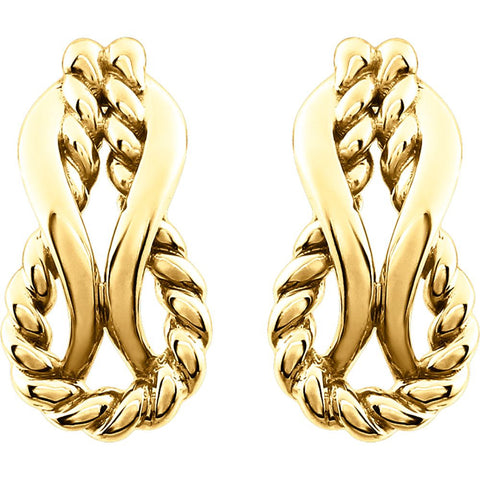 14k Yellow Gold Teardrop Rope Design Earrings