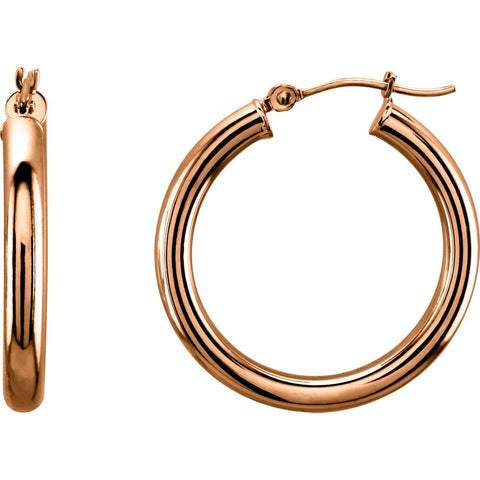 14k Rose Gold 25mm Tube Hoop Earrings