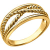 14k Yellow Gold Crossover Rope Ring, Size 7