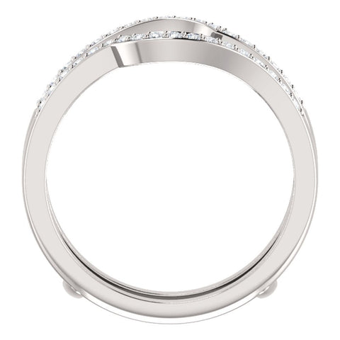 14k White Gold 1/4 CTW Diamond Ring Guard, Size 7