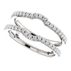 14k White Gold 3/8 CTW Diamond Ring Guard to Fit 1/4 CT to 1 CT Center Stone, Size 7