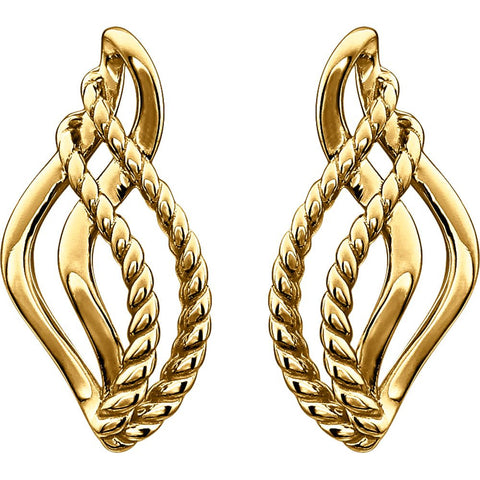 14k Yellow Gold Rope Design Earrings