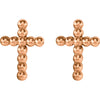 14k Rose Gold Beaded Cross Earrings