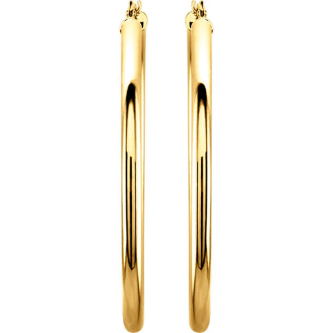 14k Yellow Gold 48mm Tube Hoop Earrings