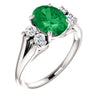 14K White Gold Chatham« Created Emerald & 1/4 CTW Diamond Ring (Size 6)