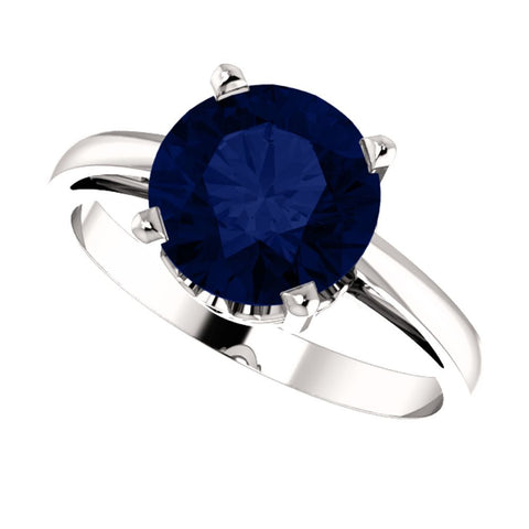 14k White Gold Chatham® Created Blue Sapphire Ring, Size 7