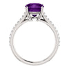 14k White Gold Amethyst & 1/5 CTW Diamond Ring, Size 7