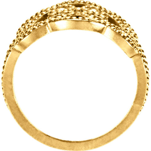 14k Yellow Gold Granulated Design Ring, Size 7