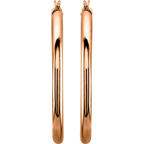 14k Rose Gold 40mm Tube Hoop Earrings