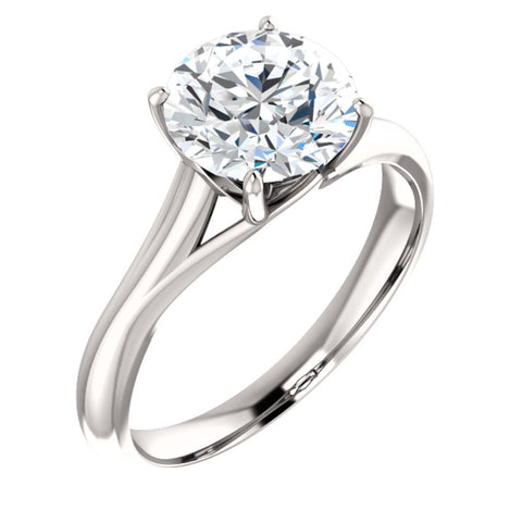 14k White Gold 8mm Round Forever Brilliant® Moissanite Solitaire Engagement Ring, Size 7