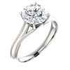 14k White Gold 8mm Round Forever Brilliant« Moissanite Ring, Size 7